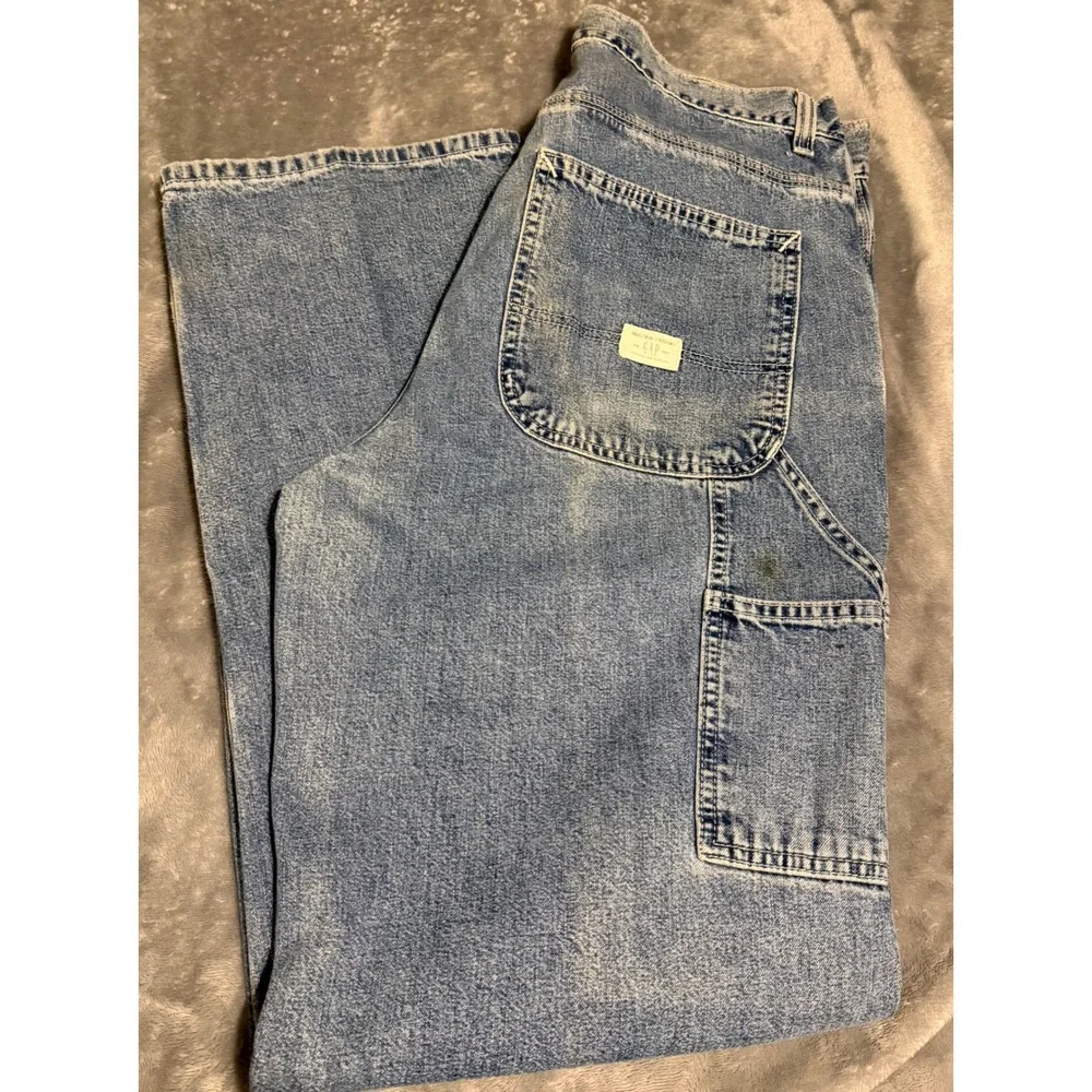 Vintage Gap Carpenter Jeans Mens 34x32 Light Wash Blue Denim Workwear Straight
